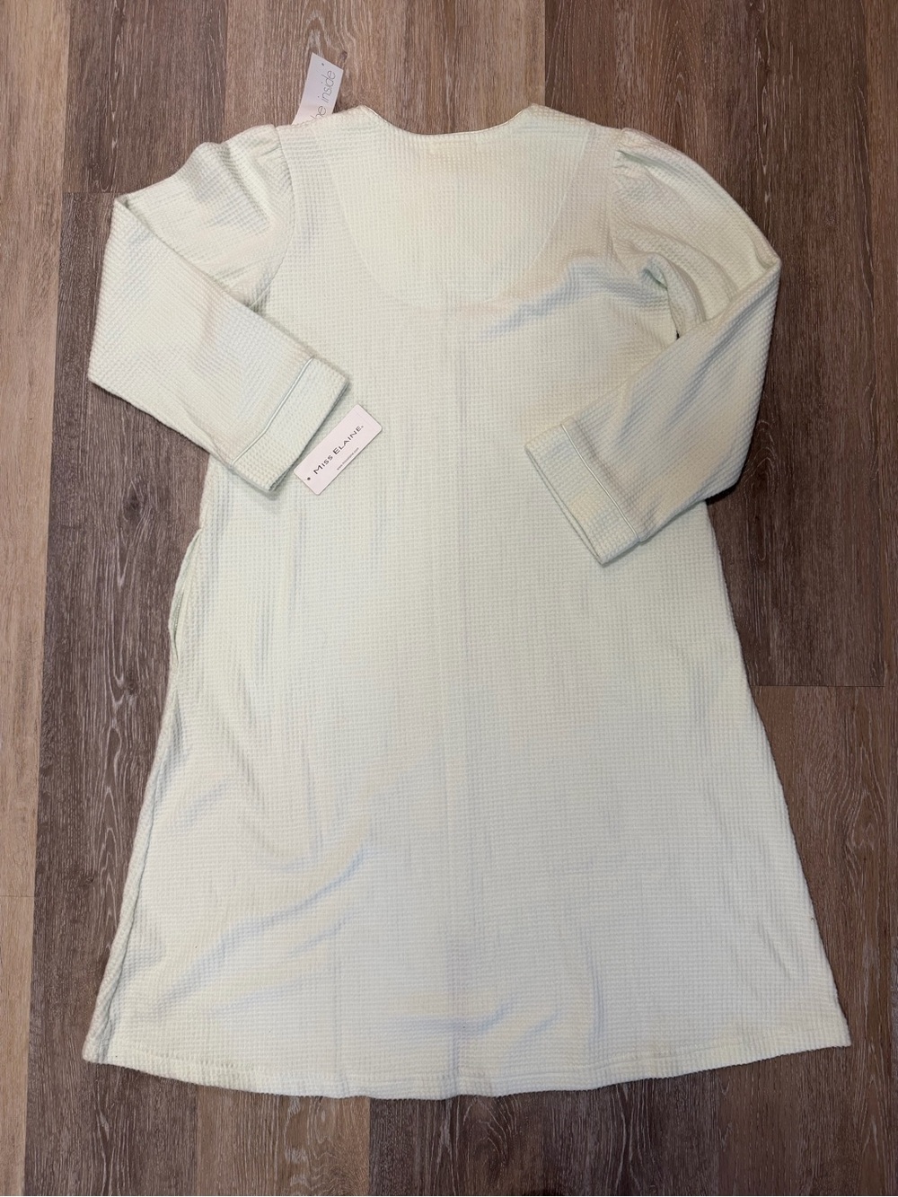 NWT Miss Elaine Sml Women’s Soft Robe Green Waffle Knit Pockets Long Sleeve Cozy - Picture 2 of 11